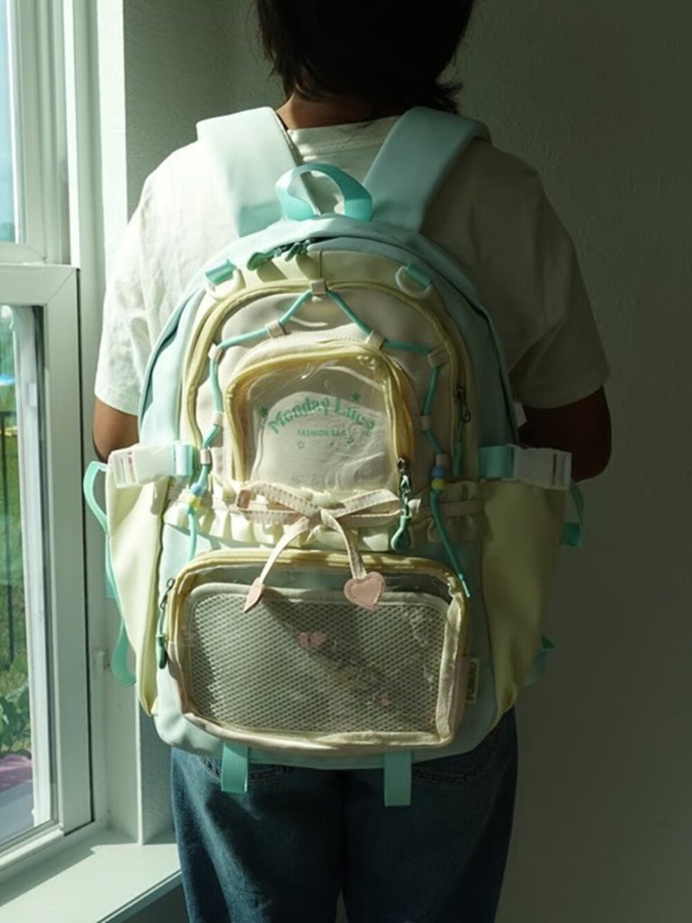 GREEN Kawaii Ita Backpack Large Capacity Y2K Cute School Travel Ita Bag Itabag